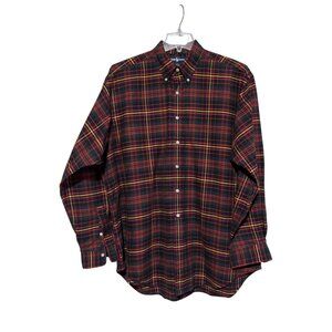 Vintage Ralph Lauren Dress Shirt XL Oversize Plaid Tartan 100% Cotton USA